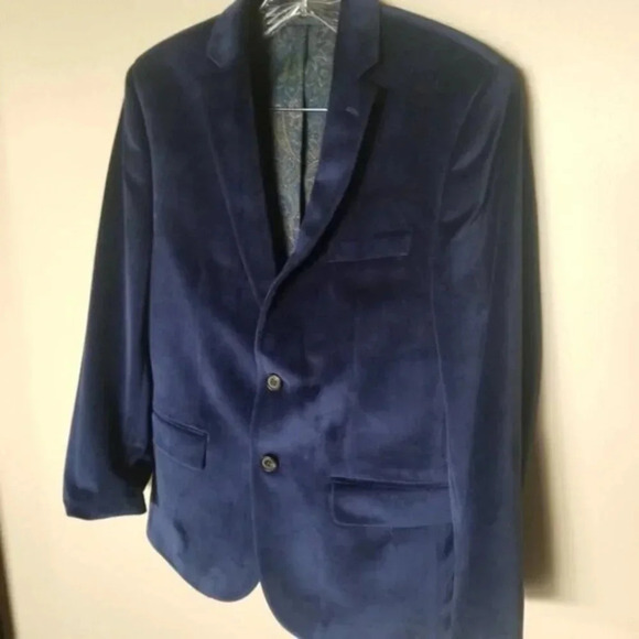 Ralph Lauren Navy Velvet Blazer Paisley Lined M - Picture 9 of 11